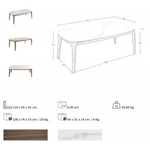 ELSA-II design kerámia dohányzóasztal - 119cm