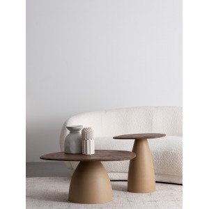 NOVELLA kerek mangófa dohányzóasztal - 86cm - barna