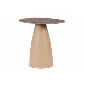 NOVELLA kerek mangófa lerakóasztal - 50cm - barna BIZZOTTO