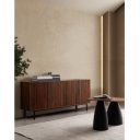 NOVELLA kerek mangófa lerakóasztal - 50cm - fekete