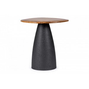 NOVELLA kerek mangófa lerakóasztal - 50cm - fekete BIZZOTTO