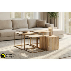 JAINEK design mangófa dohányzóasztal szett BIZZOTTO