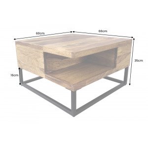 LIMA tömör rózsafa dohányzóasztal -60cm
