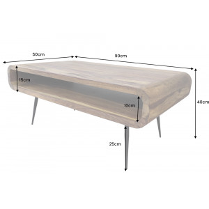 OMEGA tömör rózsafa dohányzóasztal - 90cm