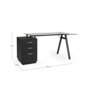 SALERNO modern íróasztal - 150cm - fekete