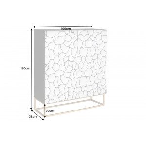 VULCANO modern mangófa szekrény - 120cm - fehér
