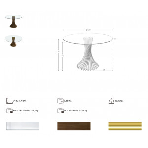 MONZON prémium kerek étkezőasztal - dió - 130cm