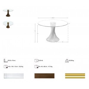 MONZON prémium kerek étkezőasztal - dió - 130cm