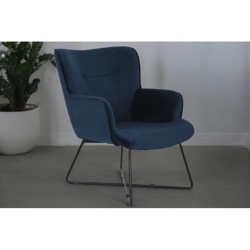 LEONARD design bársony fotel - kék