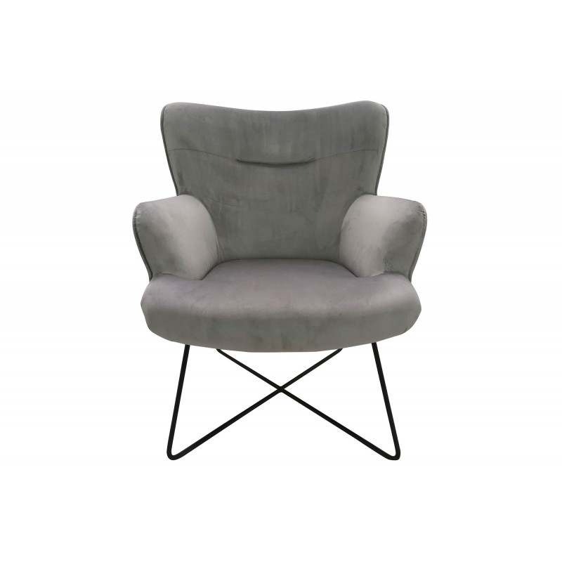 LEONARD design bársony fotel - szürke
