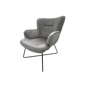 LEONARD design bársony fotel - szürke
