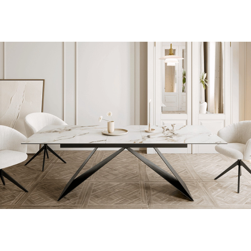 MEMENTO prémium kerámia étkezőasztal - 180-220cm -calacatta