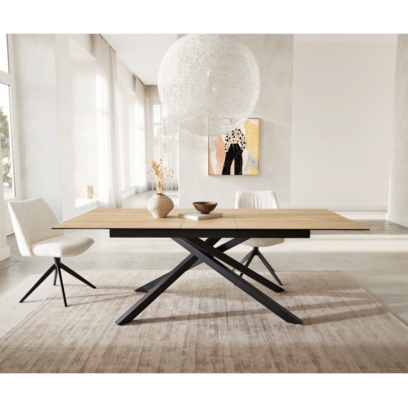 HERMES prémium kerámia étkezőasztal - 180-220cm - tölgy