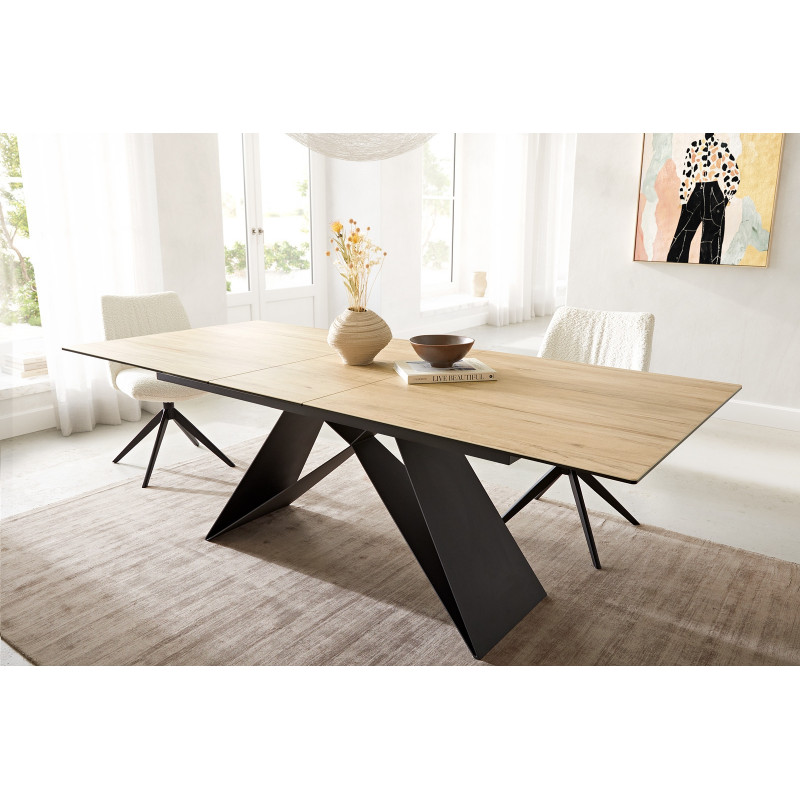 HESTIA prémium kerámia étkezőasztal - 180-220cm - tölgy