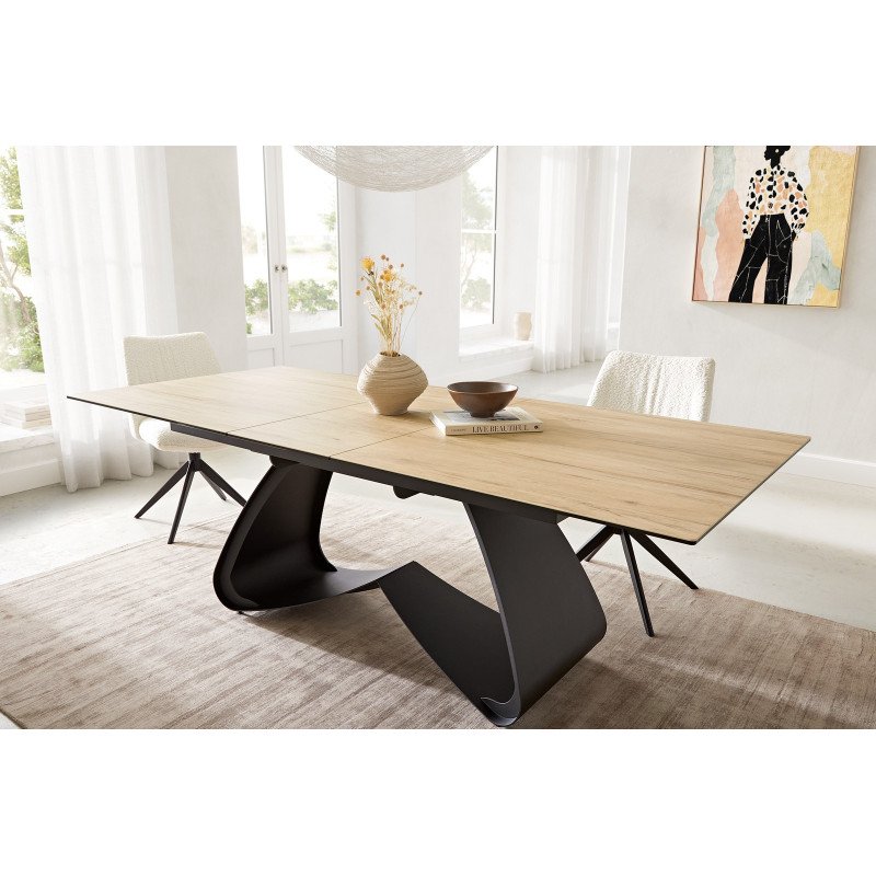 HELIOS prémium kerámia étkezőasztal - 180-220cm - tölgy