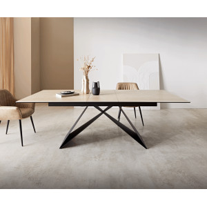 TIBUR prémium kerámia étkezőasztal - 180-220cm - travertin