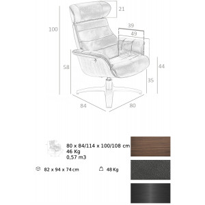 CAMPANA prémium bőr relaxfotel - sötétbarna