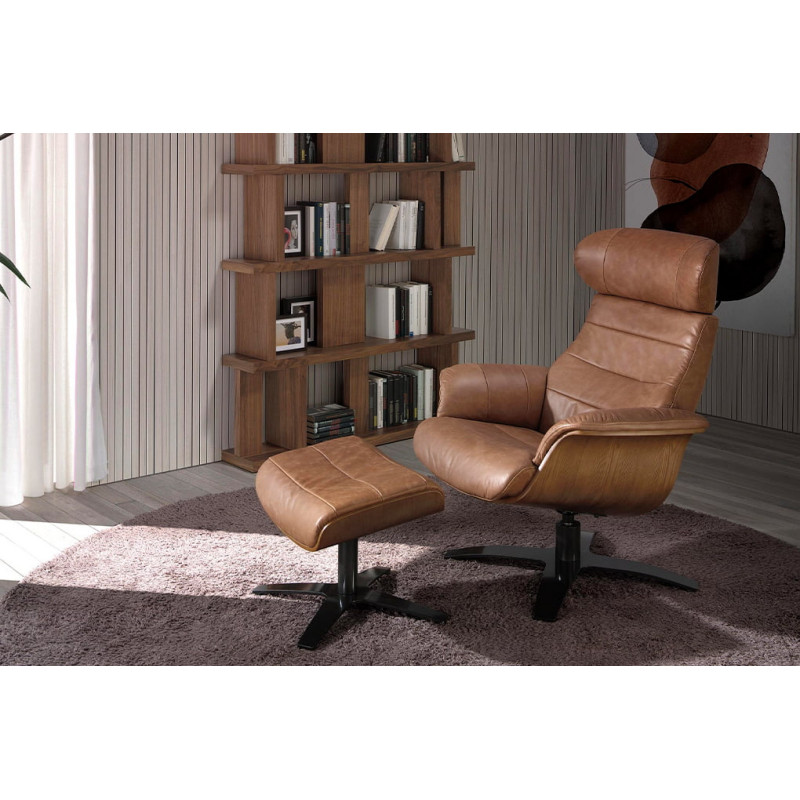 CAMPANA prémium bőr relaxfotel - barna