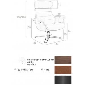 CAMPANA prémium bőr relaxfotel - barna