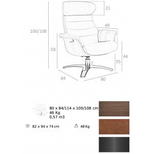 CAMPANA prémium bőr relaxfotel - barna