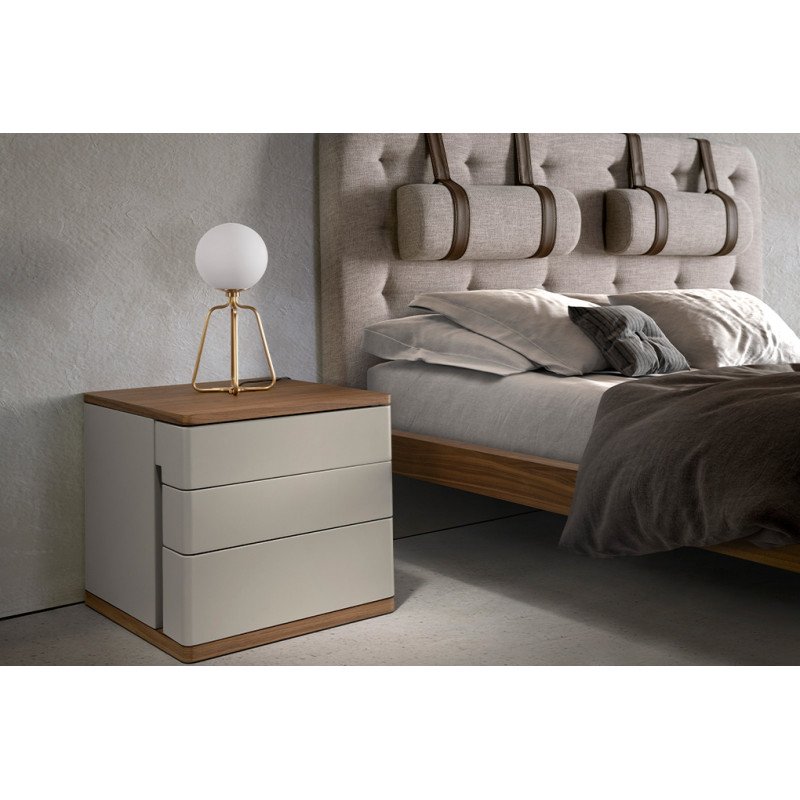 SALAR modern éjjeliszekrény - dió/szürke