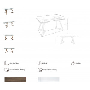 FONDON design bővíthető üveg étkezőasztal - 160-240cm