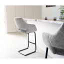 BARNES prémium bárszék - szürke kordbársony