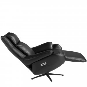 OLVERA prémium bőr relaxfotel - fekete