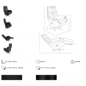 OLVERA prémium bőr relaxfotel - fekete