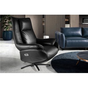 OLVERA prémium bőr relaxfotel - fekete Angel Cerdá