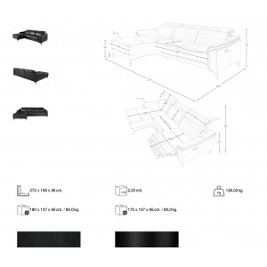 SALOBRAL prémium bőr relax sarokkanapé - balos kivitel