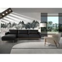 TESORILLO prémium bőr sarokkanapé - balos kivitel - fekete