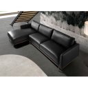 TESORILLO prémium bőr sarokkanapé - balos kivitel - fekete