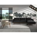 TESORILLO prémium bőr sarokkanapé - jobbos kivitel - fekete