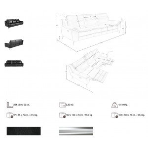 PAMIERS prémium bőr relax kanapé - 3 személyes