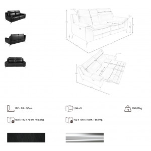 PAMIERS prémium bőr relax kanapé - 2 személyes