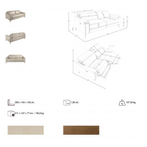 LOGRONO prémium bőr relax kanapé - 3 személyes