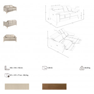 LOGRONO prémium bőr relax kanapé - 2 személyes