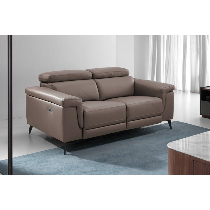 HERMANAS prémium bőr relax kanapé - 2 személyes - szürkésbarna