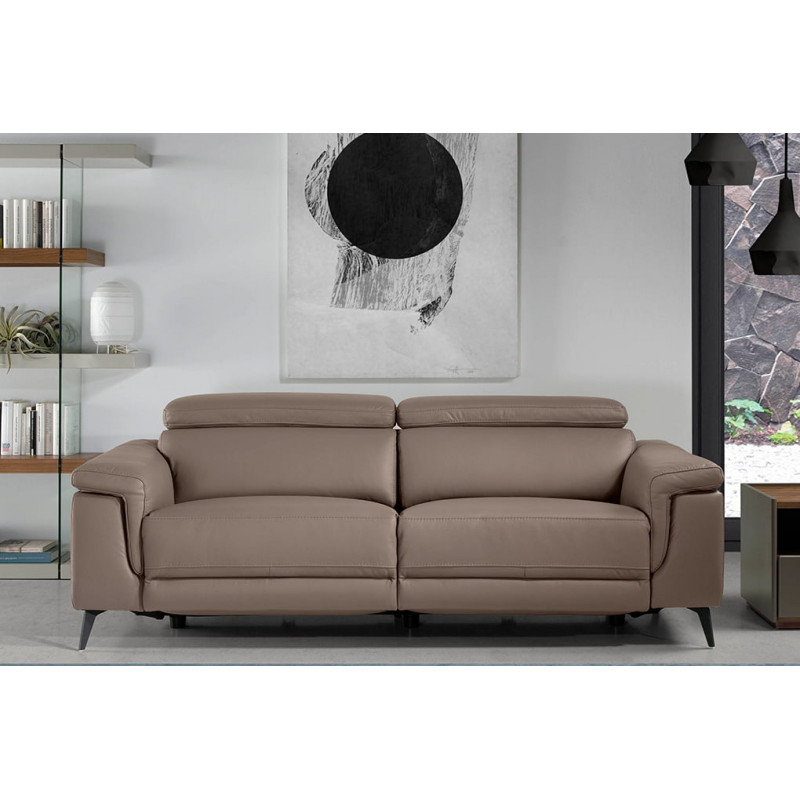 HERMANAS prémium bőr relax kanapé - 3 személyes - szürkésbarna