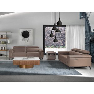 HERMANAS prémium bőr relax kanapé - 3 személyes - szürkésbarna