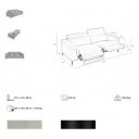 HERMANAS prémium bőr relax kanapé - 3 személyes - világosszürke