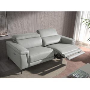 HERMANAS prémium bőr relax kanapé - 3 személyes - világosszürke