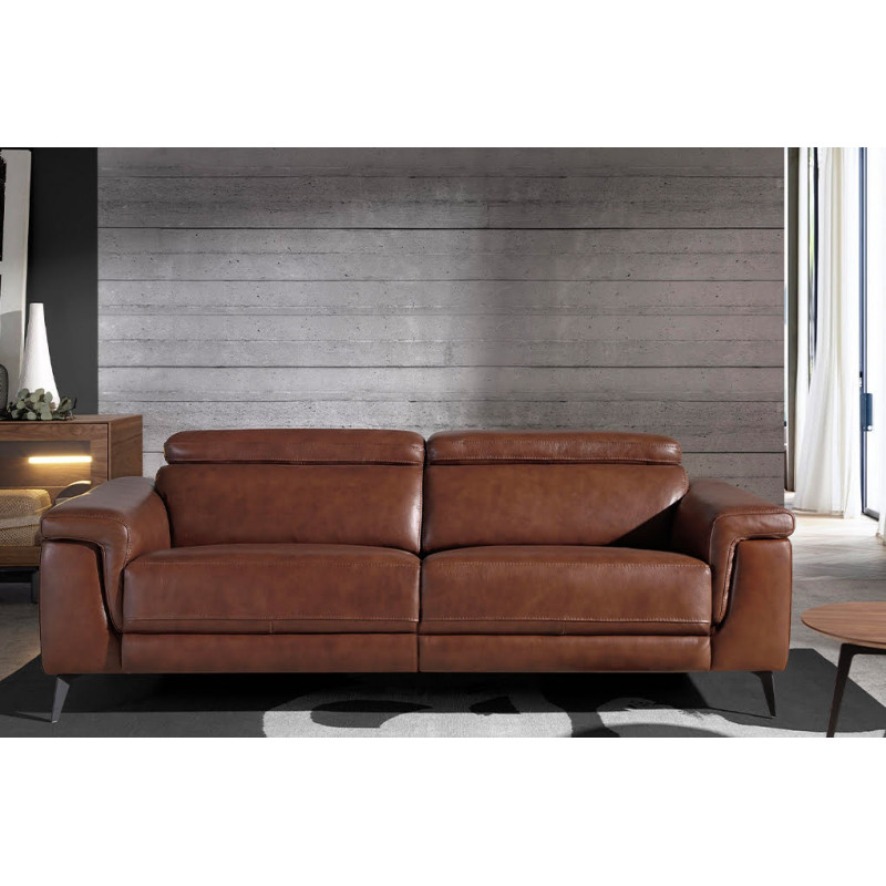 HERMANAS prémium bőr relax kanapé - 3 személyes - konyakbarna