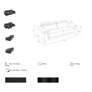 HERMANAS prémium bőr relax kanapé - 3 személyes - csokoládébarna