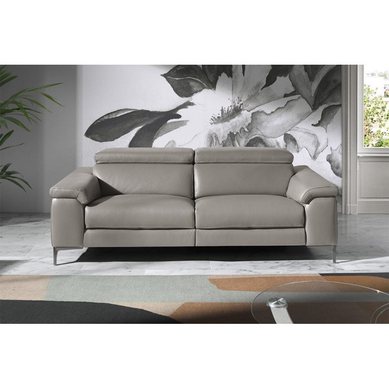 PIZARRA prémium bőr relax kanapé - 3 személyes - szürke