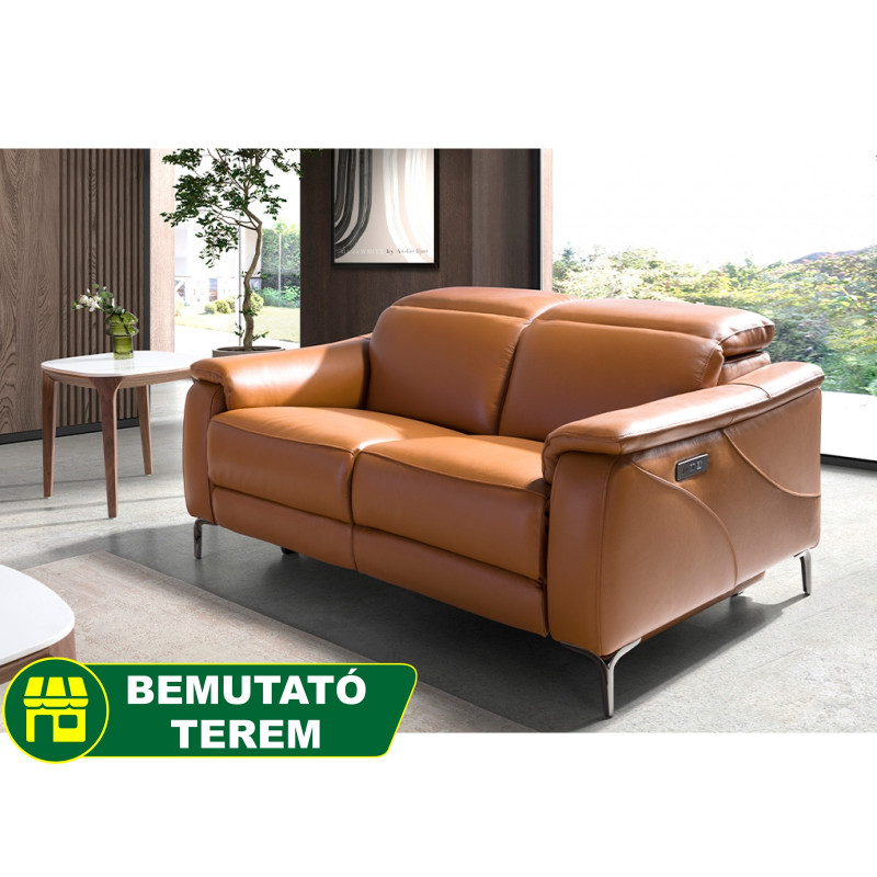 PICASSENT prémium bőr relax kanapé - 2 személyes - barna