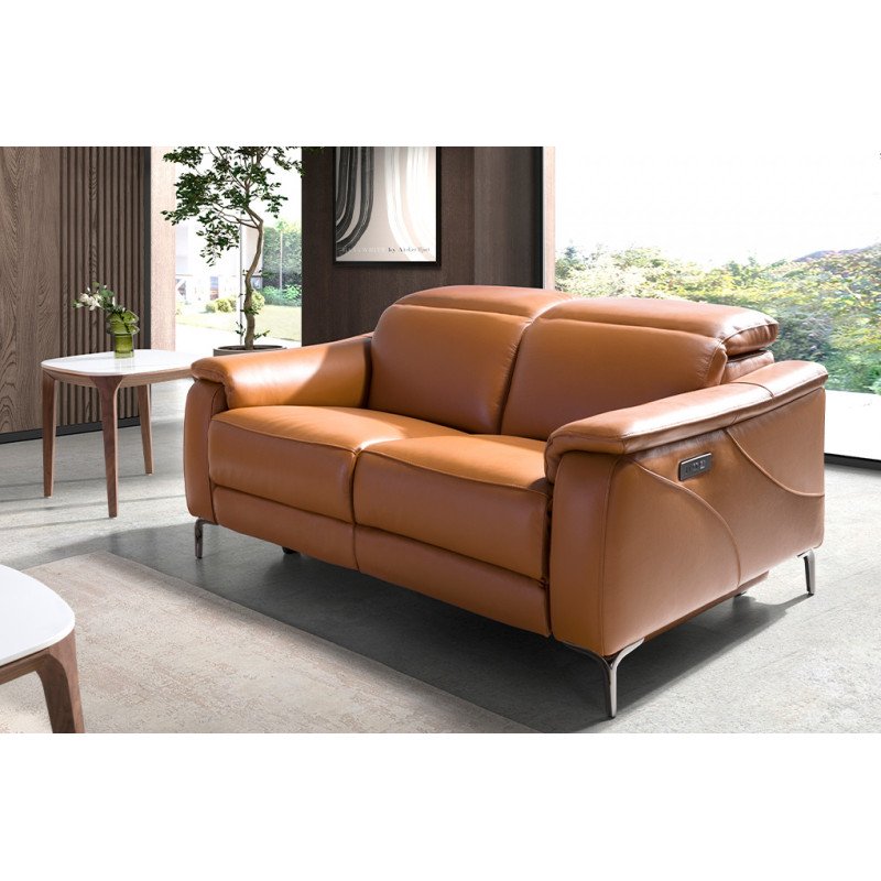 PICASSENT prémium bőr relax kanapé - 2 személyes - barna