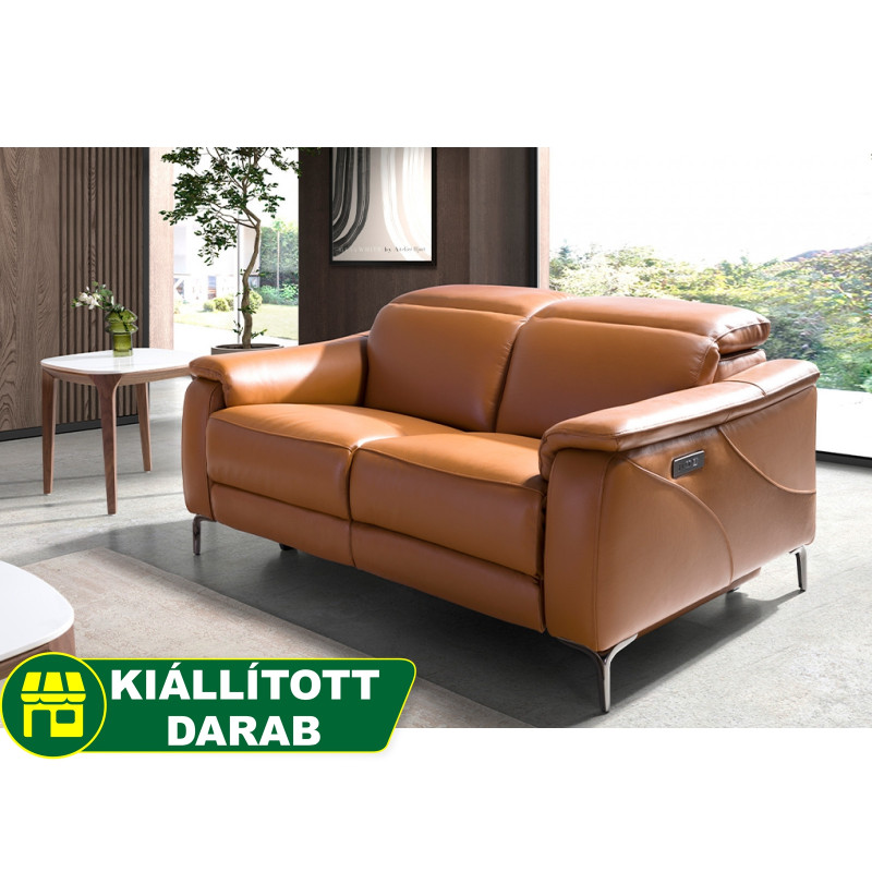 PICASSENT prémium bőr relax kanapé - 2 személyes - barna