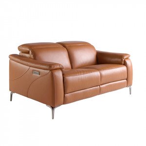 PICASSENT prémium bőr relax kanapé - 2 személyes - barna
